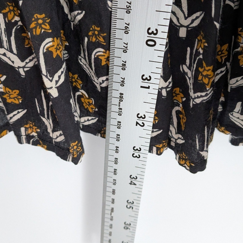 dRA Los Angeles $154 Medium Black Yellow Tiered Ruffle Floral Cotton Mini Dress - Picture 6 of 10